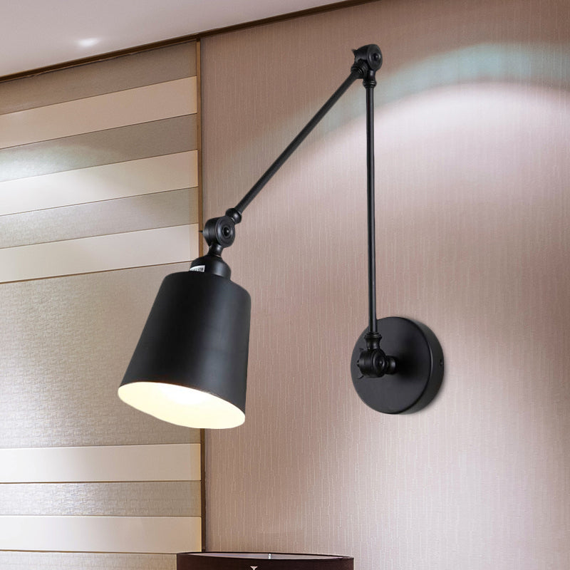 Lisslune | 1 Light Metal Wall Lamp Contemporary Black/Rust Colored Tailored Bedroom Wall Lamp Sconces with Adjustable Arm
