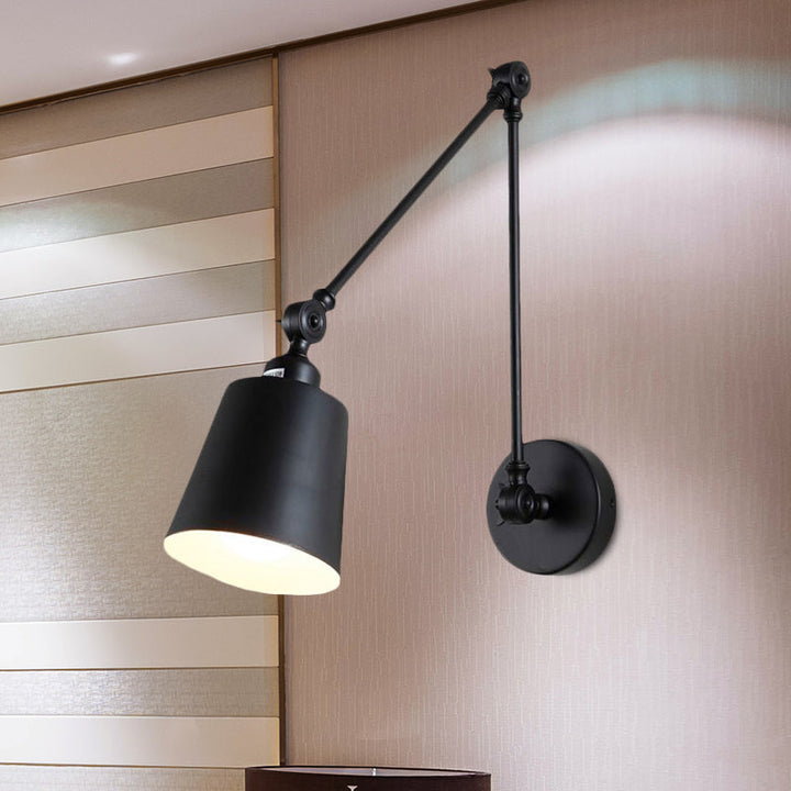 Lisslune | 1 Light Metal Wall Lamp Contemporary Black/Rust Colored Tailored Bedroom Wall Lamp Sconces with Adjustable Arm
