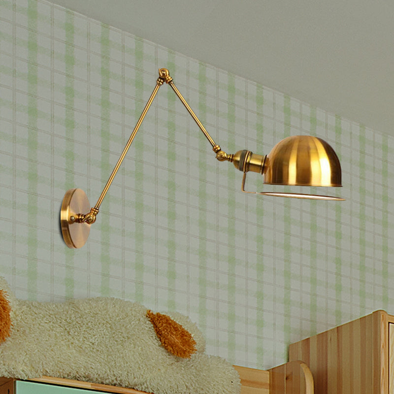Lisslune | 1 Light Swing Arm Wall Lighting Vintage Style Brass/Copper Metal Wall Mount Light with Bowl Shade