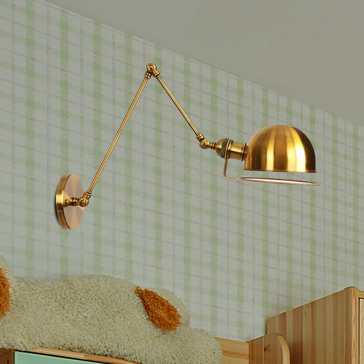 Lisslune | 1 Light Swing Arm Wall Lighting Vintage Style Brass/Copper Metal Wall Mount Light with Bowl Shade