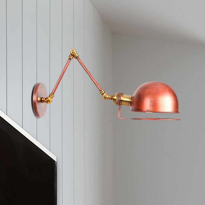Lisslune | 1 Light Swing Arm Wall Lighting Vintage Style Brass/Copper Metal Wall Mount Light with Bowl Shade