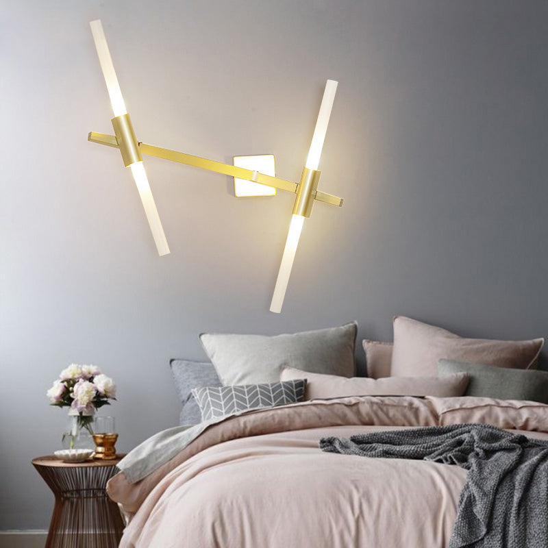 Lisslune | Rotatable linear wall lamp Postmodern metal 2/4 heads gold wall mounting light