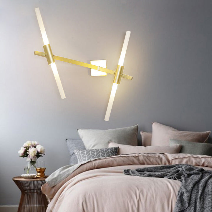 Lisslune | Rotatable linear wall lamp Postmodern metal 2/4 heads gold wall mounting light