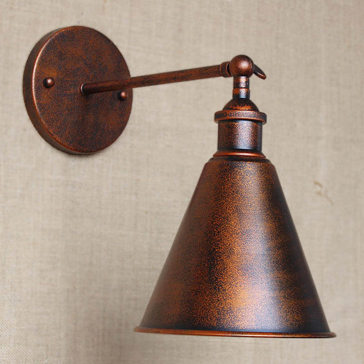 Skørter | Black/Rust 1 Head Wall Lamp Farmhouse Style Wrought Iron Conical Adjustable Wall Light Fixture for Outdoor