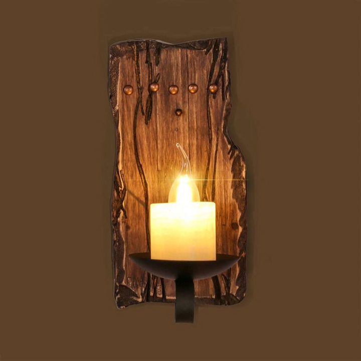 Lisslune | Cylinder Coffee Shop Wall Light Fixture Artificial Marble 1 Light Brown Wall Lamp with Wood Semi-Cap/Base/Rectangle Base