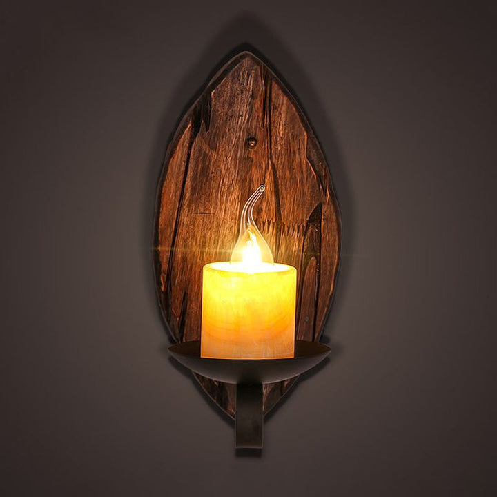 Lisslune | Cylinder Coffee Shop Wall Light Fixture Artificial Marble 1 Light Brown Wall Lamp with Wood Semi-Cap/Base/Rectangle Base