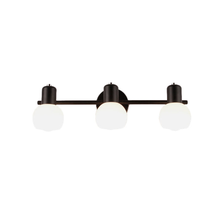 Lisslune | 3-Bulb Wall Light with Bubble Shade Opal Glass Modern Bathroom Fixture in Black/White