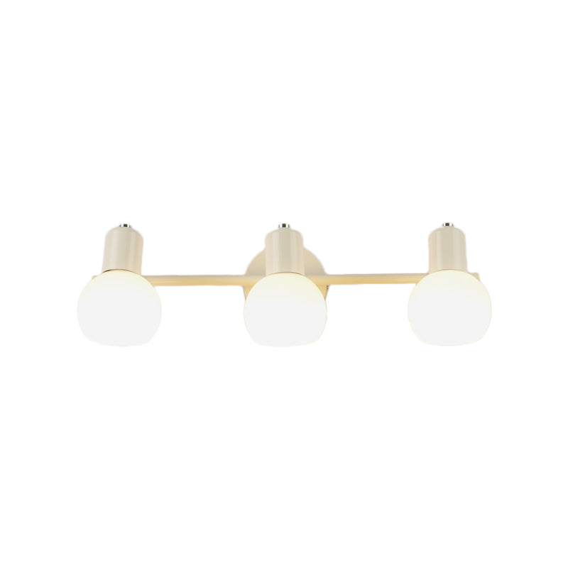 Lisslune | 3-Bulb Wall Light with Bubble Shade Opal Glass Modern Bathroom Fixture in Black/White