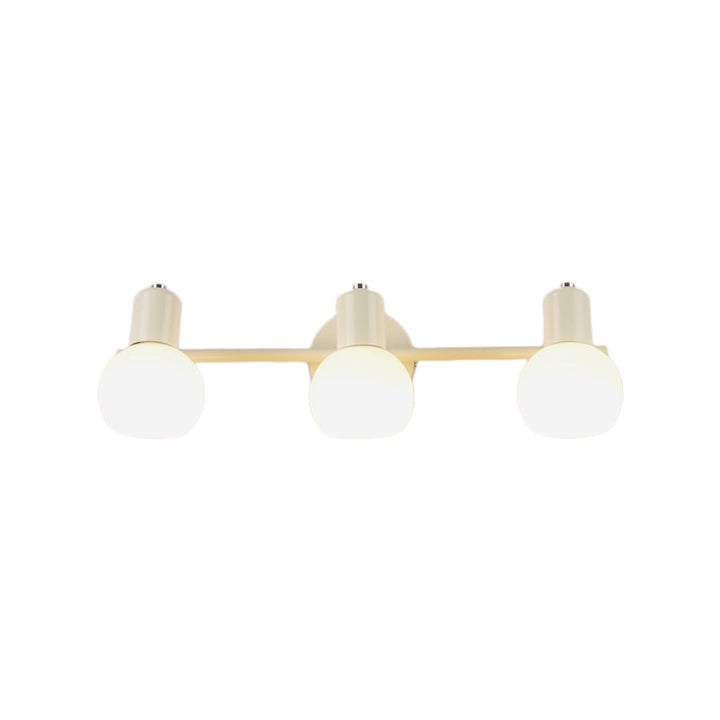 Lisslune | 3-Bulb Wall Light with Bubble Shade Opal Glass Modern Bathroom Fixture in Black/White