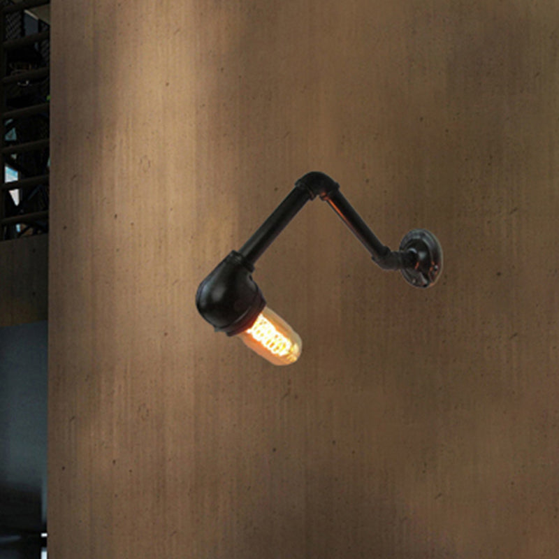 Lisslune | Black version 1 bulb wall light fixture industrial style metal pipe wall lighting for living room