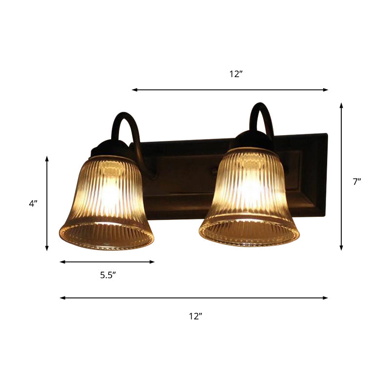 Lisslune | Bell Clear Texture Glass Wall Lamp Industry One Lamp Bedroom Sconce Light in Black