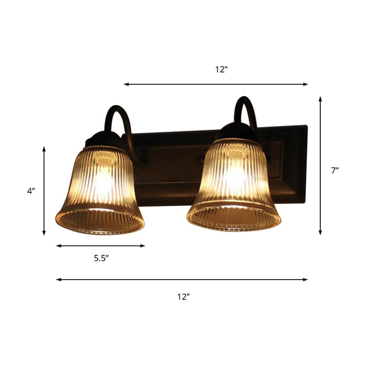 Lisslune | Bell Clear Texture Glass Wall Lamp Industry One Lamp Bedroom Sconce Light in Black