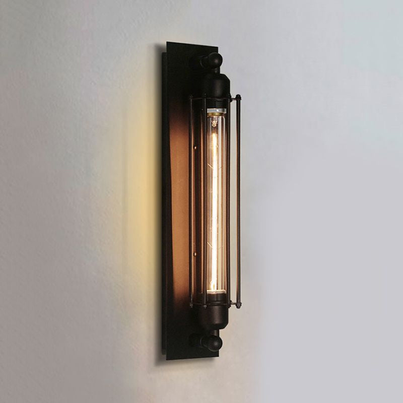 Skørter | 1 Light Linear Wall Lamp with Wire Frame Industrial Black/Silver Metallic Wall Mount Light for Bedroom