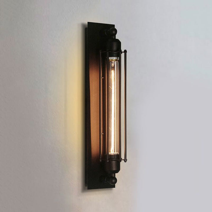 Skørter | 1 Light Linear Wall Lamp with Wire Frame Industrial Black/Silver Metallic Wall Mount Light for Bedroom