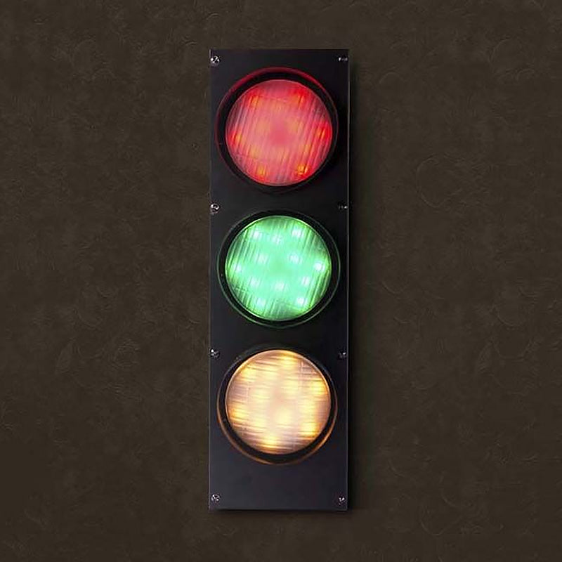 Skørter | Creative traffic light wall-mounted light 3 lights industrial LED wall lighting in black for bar