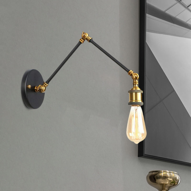 Skørter | 1 Light Swing Arm Wall Lamp Light Industrial Black/Brass Metal Wall Light Fixture for Bathroom