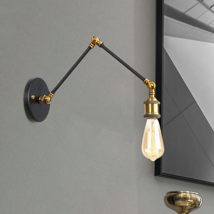 Skørter | 1 Light Swing Arm Wall Lamp Light Industrial Black/Brass Metal Wall Light Fixture for Bathroom