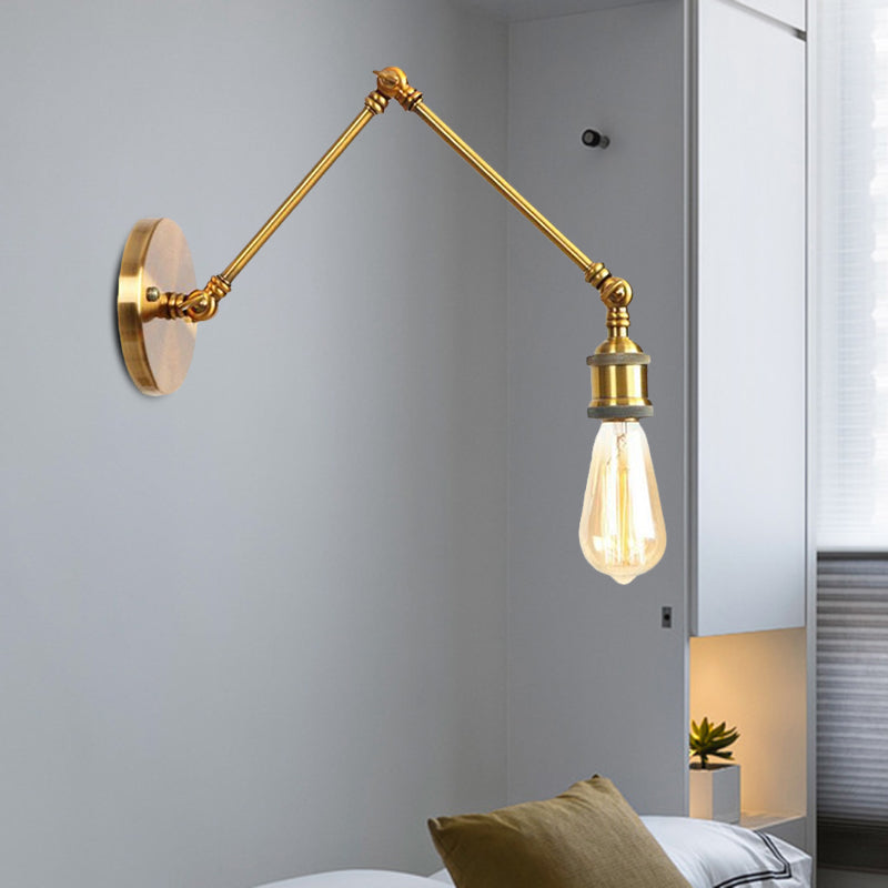 Skørter | 1 Light Swing Arm Wall Lamp Light Industrial Black/Brass Metal Wall Light Fixture for Bathroom