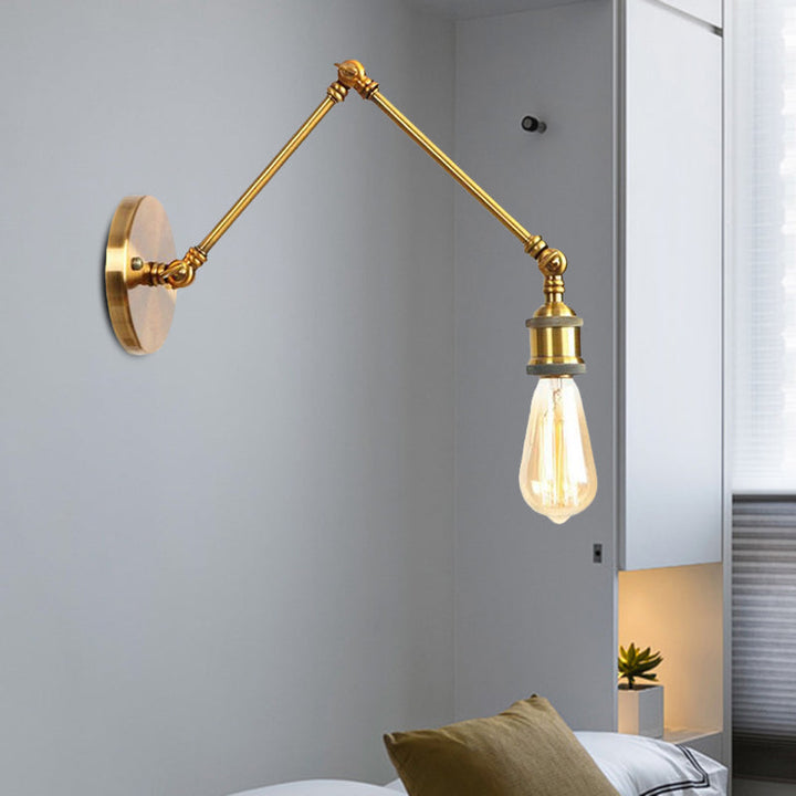 Skørter | 1 Light Swing Arm Wall Lamp Light Industrial Black/Brass Metal Wall Light Fixture for Bathroom