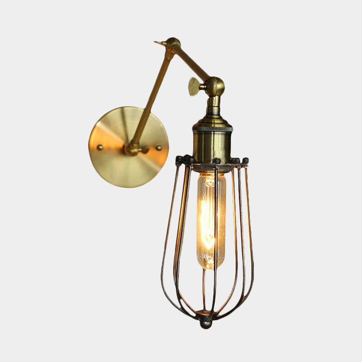 Skørter | 1 Light Swing Arm Wall Lamp Light Industrial Black/Brass Metal Wall Light Fixture for Bathroom