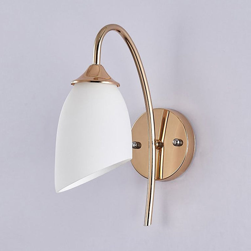 Lisslune | 1 Bulb Angle Shade Wall Mounted Light Fixture Modern Black/Gold Milk Glass Lighting for Bedroom