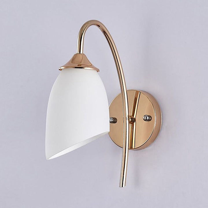 Lisslune | 1 Bulb Angle Shade Wall Mounted Light Fixture Modern Black/Gold Milk Glass Lighting for Bedroom