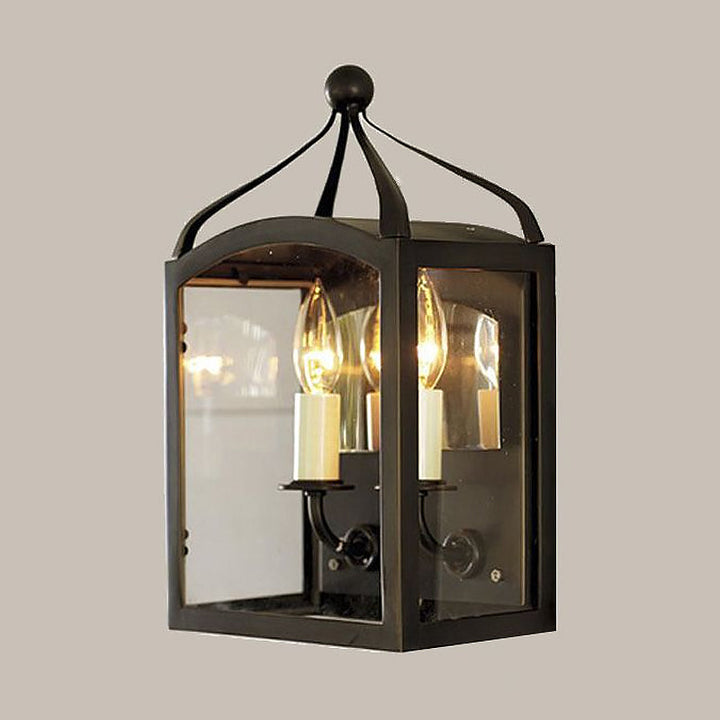 Lisslune | Old Brass Candle Wall Lamp with Metal Cage Shade 2 Lights Vintage Wall Light for Hallway