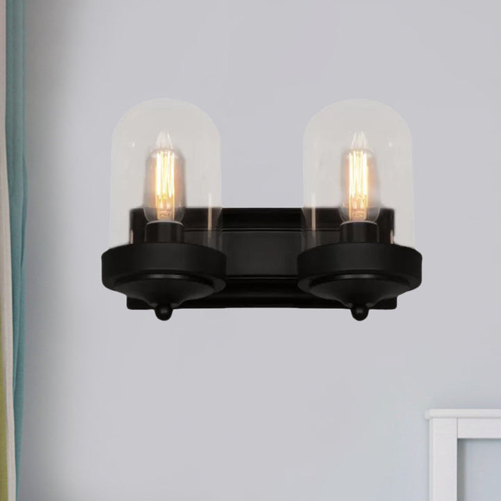 Lisslune | Capsule Wall Mounted Lighting 1/2 Light Bulb Industrial Black Clear Glass Lighting for Portico