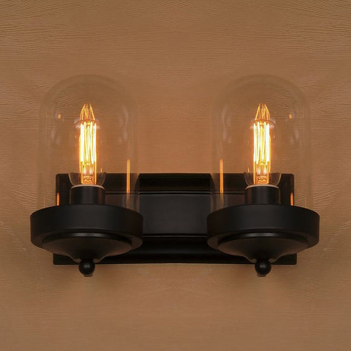 Lisslune | Capsule Wall Mounted Lighting 1/2 Light Bulb Industrial Black Clear Glass Lighting for Portico