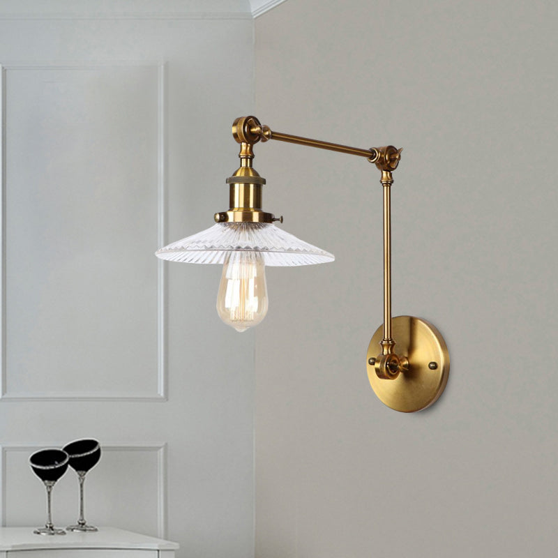 Lisslune | Saucer Living Room Wall Light Rustic Style Prism Glass 1 Light Black/Silver/Bronze Wall Lamp