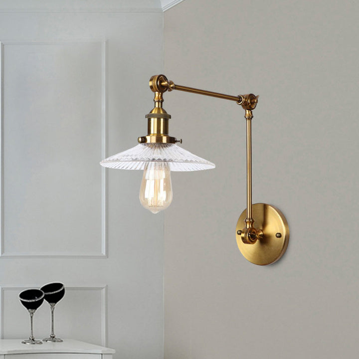 Lisslune | Saucer Living Room Wall Light Rustic Style Prism Glass 1 Light Black/Silver/Bronze Wall Lamp