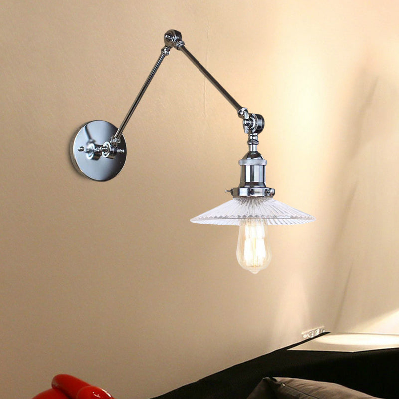 Lisslune | Saucer Living Room Wall Light Rustic Style Prism Glass 1 Light Black/Silver/Bronze Wall Lamp