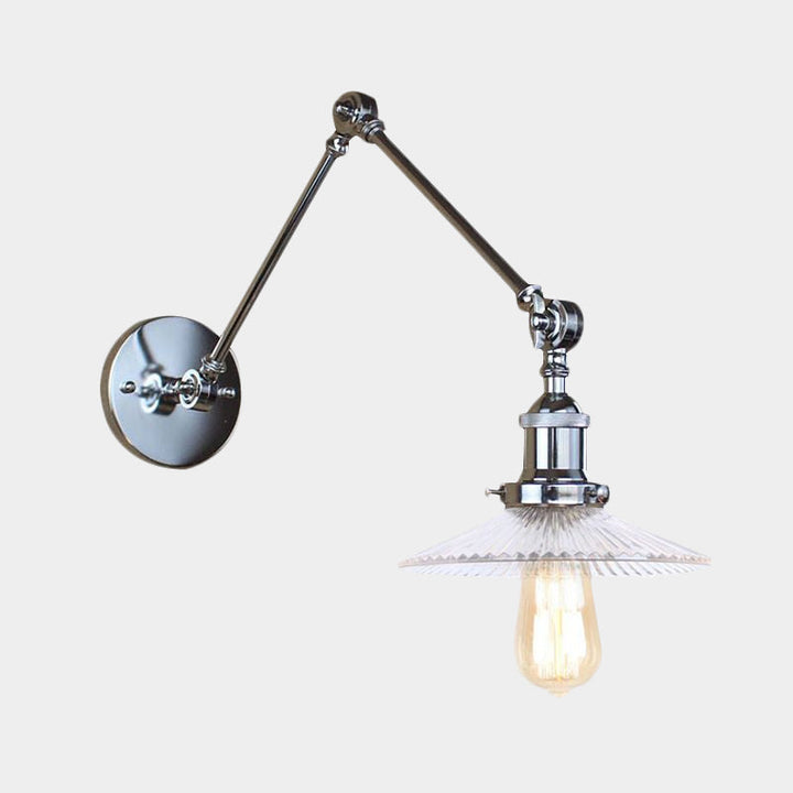 Lisslune | Saucer Living Room Wall Light Rustic Style Prism Glass 1 Light Black/Silver/Bronze Wall Lamp