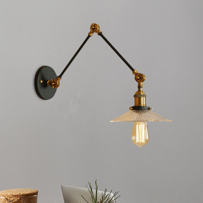 Lisslune | Saucer Living Room Wall Light Rustic Style Prism Glass 1 Light Black/Silver/Bronze Wall Lamp