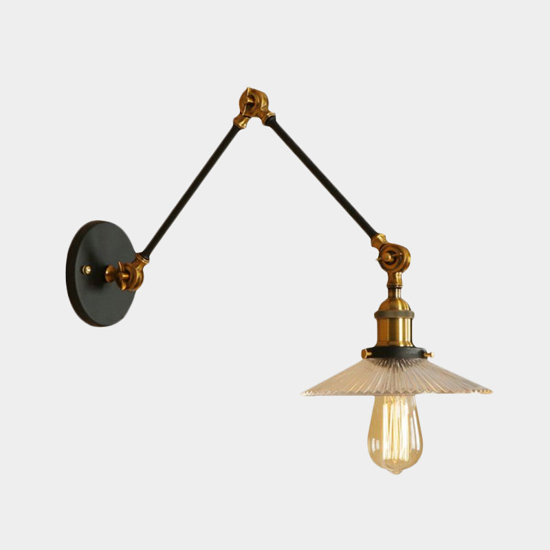 Lisslune | Saucer Living Room Wall Light Rustic Style Prism Glass 1 Light Black/Silver/Bronze Wall Lamp