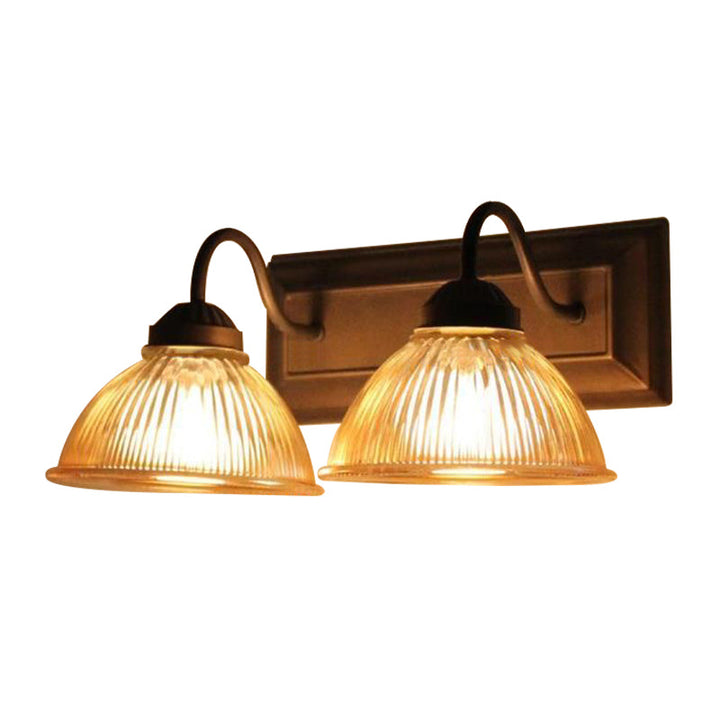 Lisslune | 2 Light Dome Wall Lamp Rustic Style Black Clear Prism Glass Wall Lamp for Living Room