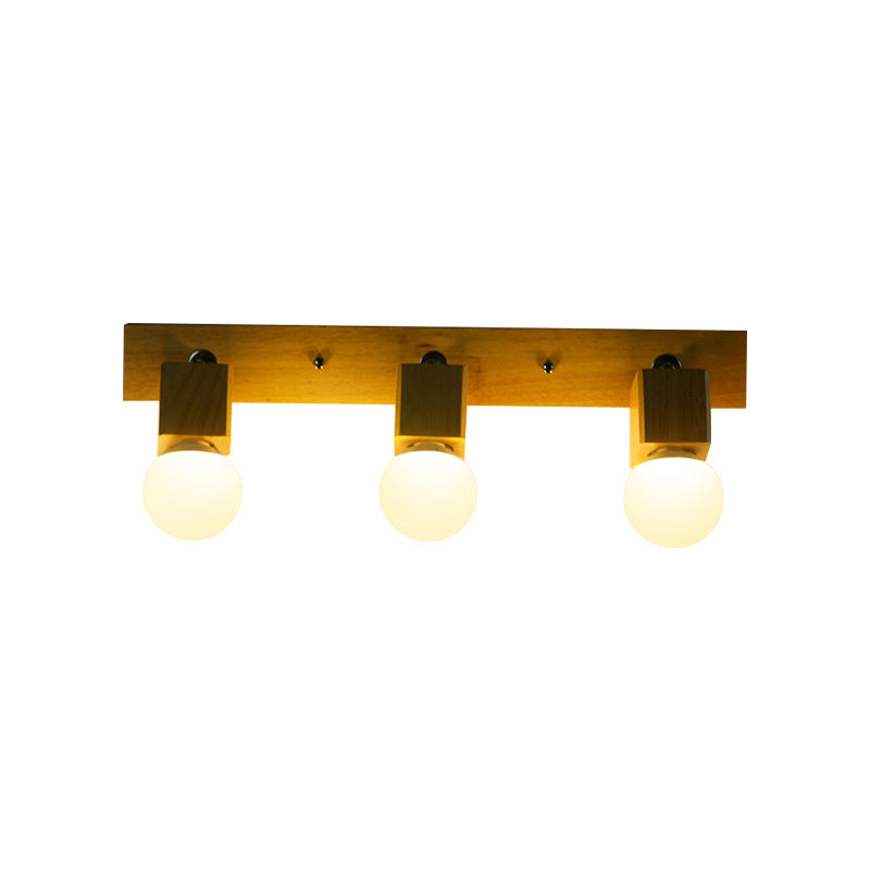 Lisslune | 3 Lights Rotatable Wall Lamp Fixture with Open Bulb Wood Modernism Bedroom Vanity Light