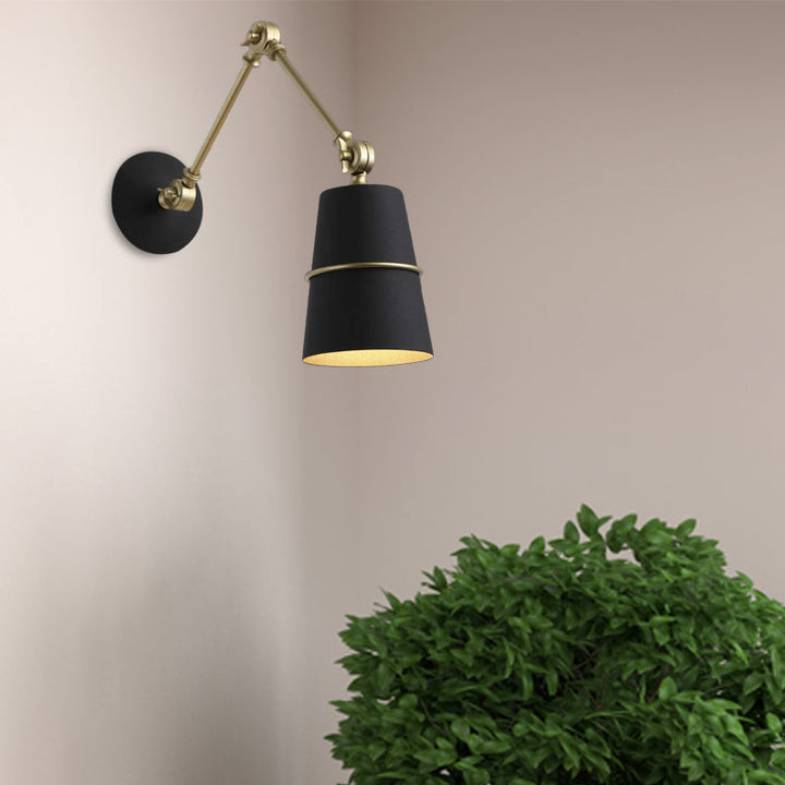 Lisslune | 1 Light Wall Recessed Light Modern Style Angled Metal Wall Lighting with Swivel Arm in Black/White for Hallway