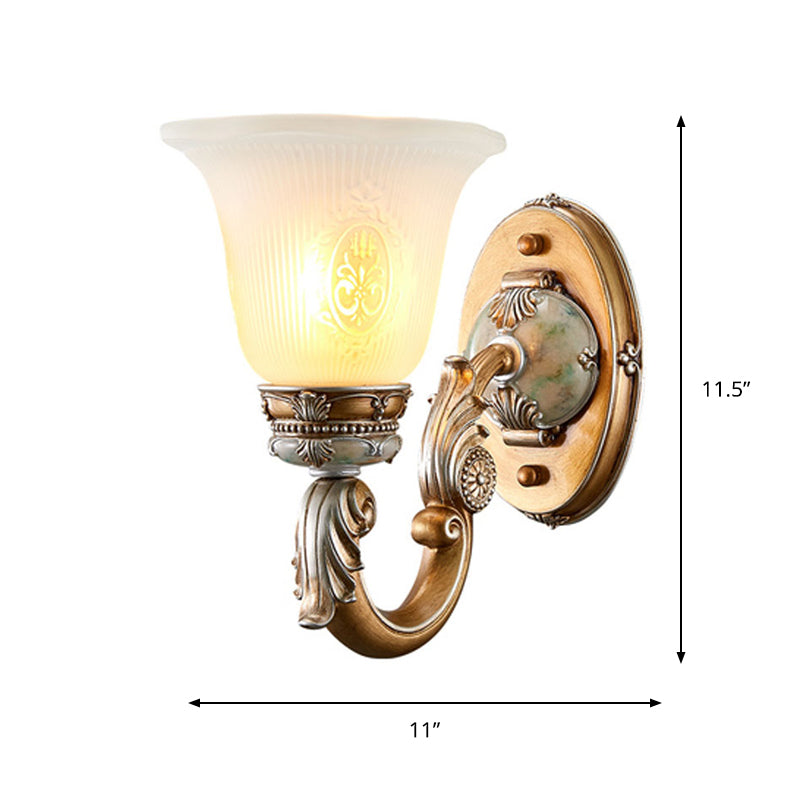 Skørter | 1/2-head wall light Traditional bell shape profiled opal glass wall light idea in brown