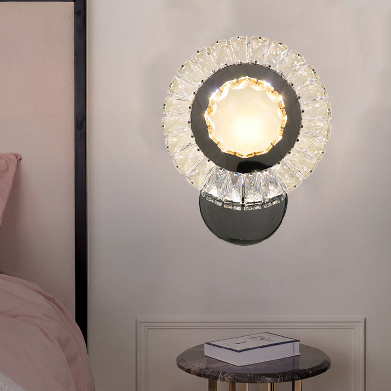 Lisslune | Ring clear rectangular crystal wall lamp modern bedroom LED wall mount lamp