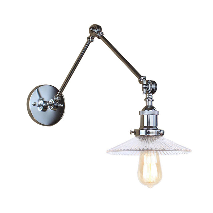 Lisslune | Saucer Living Room Wall Light Rustic Style Prism Glass 1 Light Black/Silver/Bronze Wall Lamp