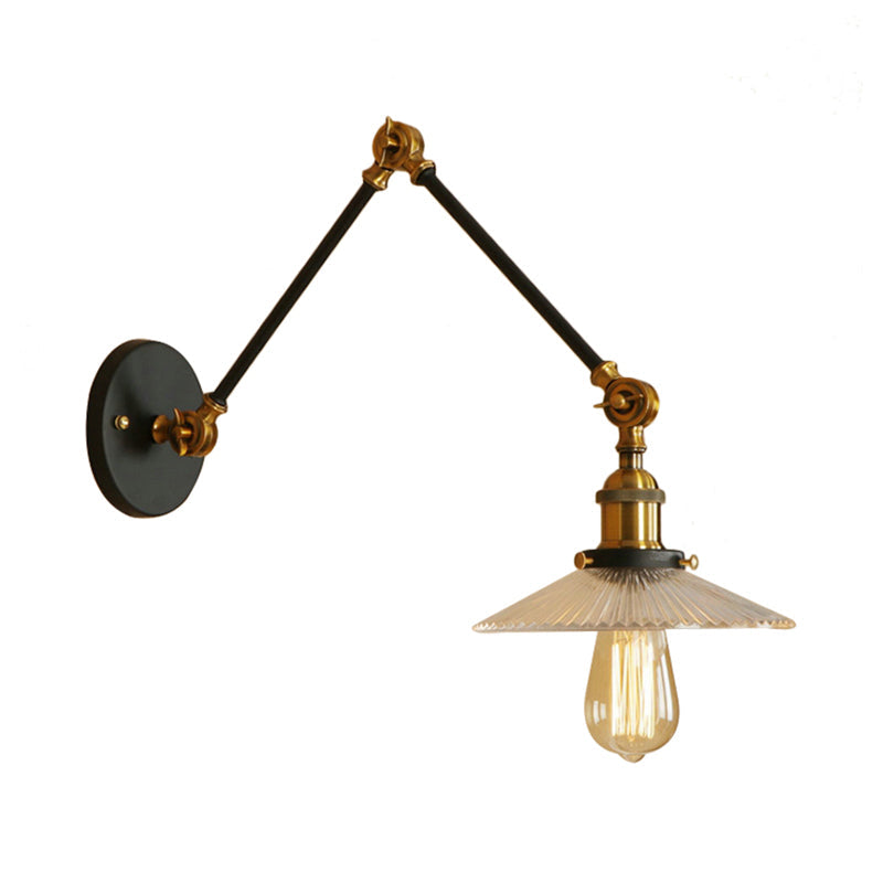 Lisslune | Saucer Living Room Wall Light Rustic Style Prism Glass 1 Light Black/Silver/Bronze Wall Lamp