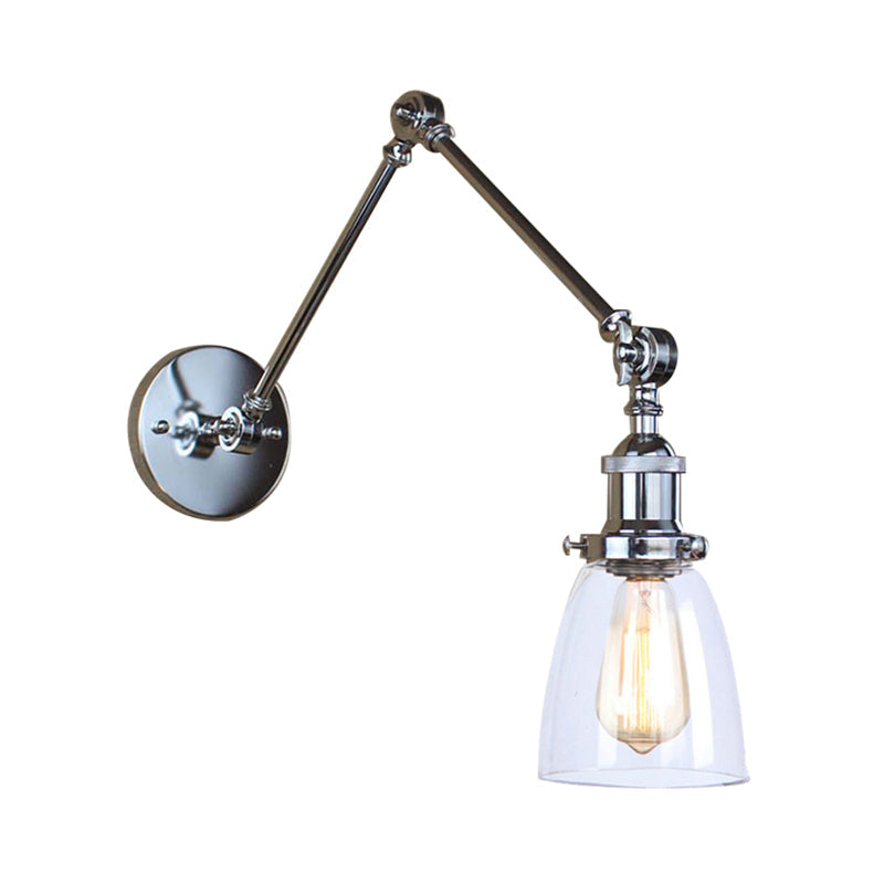 Lisslune | Tapered Accent Wall Lamp Antique Clear Glass 1 Light Black/Silver/Brass Wall Lamp with Swingarm
