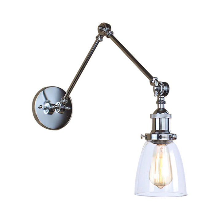 Lisslune | Tapered Accent Wall Lamp Antique Clear Glass 1 Light Black/Silver/Brass Wall Lamp with Swingarm