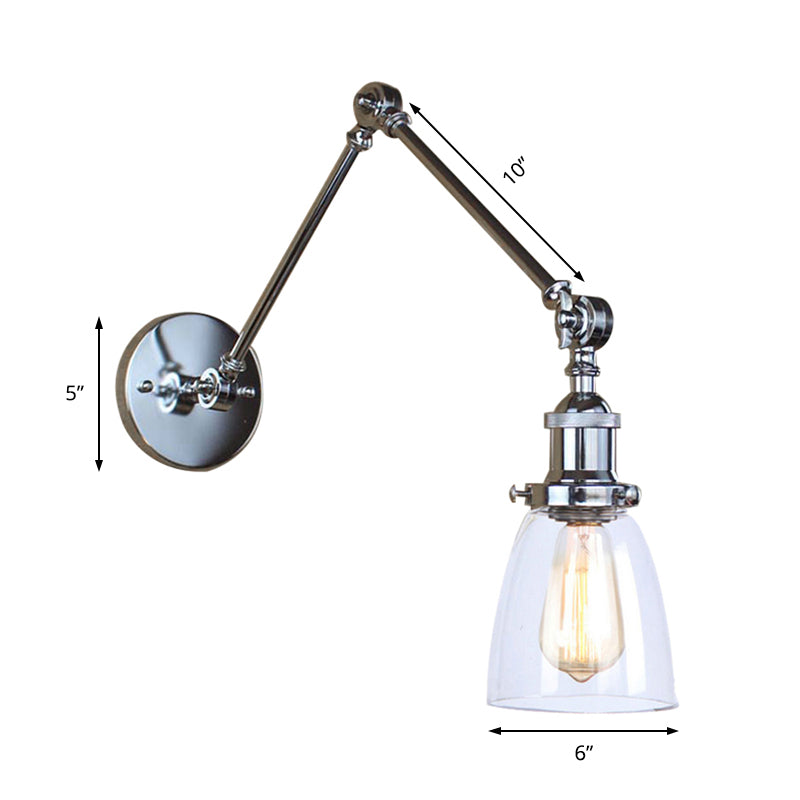 Lisslune | Tapered Accent Wall Lamp Antique Clear Glass 1 Light Black/Silver/Brass Wall Lamp with Swingarm