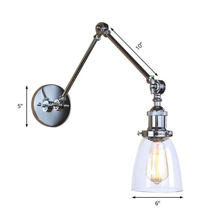 Lisslune | Tapered Accent Wall Lamp Antique Clear Glass 1 Light Black/Silver/Brass Wall Lamp with Swingarm