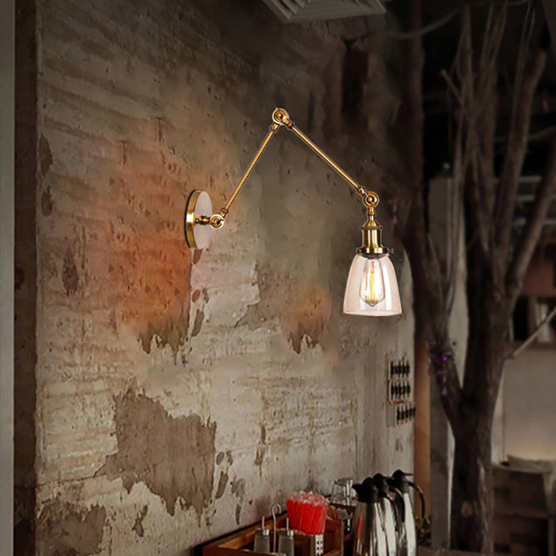Lisslune | Tapered Accent Wall Lamp Antique Clear Glass 1 Light Black/Silver/Brass Wall Lamp with Swingarm