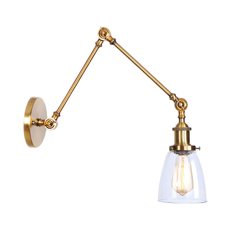 Lisslune | Tapered Accent Wall Lamp Antique Clear Glass 1 Light Black/Silver/Brass Wall Lamp with Swingarm