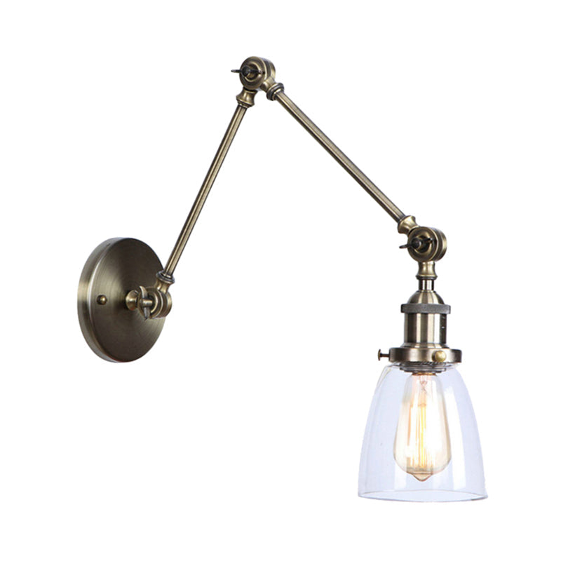 Lisslune | Tapered Accent Wall Lamp Antique Clear Glass 1 Light Black/Silver/Brass Wall Lamp with Swingarm