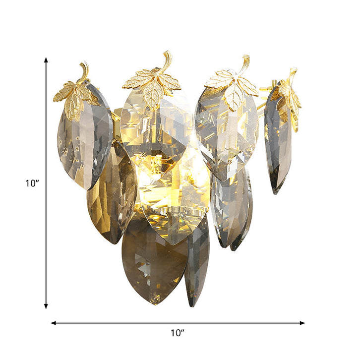 Lisslune | 3-Tier Wall Light Modern Style Crystal Block 2-Light Gold Wall Mount Lamp for the Study